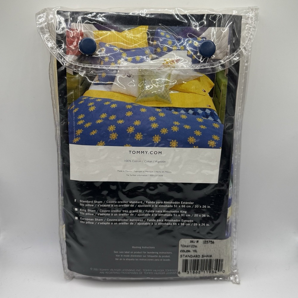 Tommy Hilfiger Standard Pillow Sham Yellow Striped 2001 new In‎ Package Cotton - Picture 3 of 9